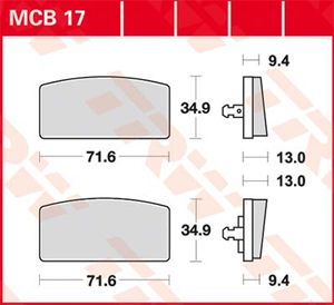 TRW Remblokken, en remschoenen voor de moto, MCB17 Allround organisch