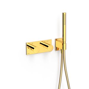 Douchekraan Tres B-System | Inbouw | Thermostaatkraan | Excl.Inbouwdeel | 2-weg | Rechthoek | 24k Goud glans