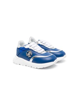 Roberto Cavalli Junior baskets à plaque logo - Bleu