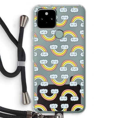 Regenboog: Pixel 5 Transparant Hoesje met koord