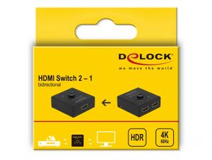 Delock 64072 HDMI 2 - 1 schakelaar bidirectioneel 4K 60 Hz compact