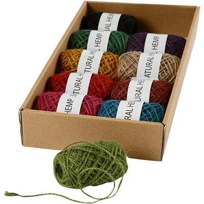 Creativ Company Natuurlijk hennep, dikte 1-2 mm, diverse kleuren, 10x30 m/ 1 doos