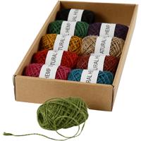 Creativ Company Natuurlijk hennep, dikte 1-2 mm, diverse kleuren, 10x30 m/ 1 doos