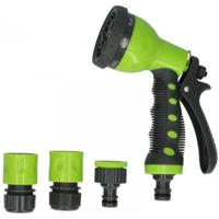 Tuinsproeier set 4-delig - broeskop/sproeipistool met aansluitstukken - 16 cm - groen