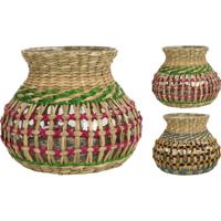 CosyDecor Vaas/windlicht met zeegras h15cm