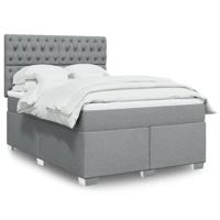 Boxspring met matras stof lichtgrijs 140x190 cm
