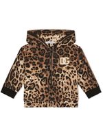 Dolce & Gabbana Kids hoodie zippé à imprimé léopard - Marron - thumbnail