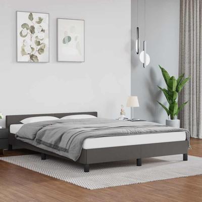 Bedframe met hoofdeinde zonder matras 140x190 cm grijs