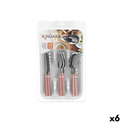 Bestekset Kinvara KT166096-1C-P KT166096-1C-P Roze Zilverkleurig Roestvrij staal Plastic 22,5 x 37,5 x 4,5 cm 23 x 38 x 5 cm (6