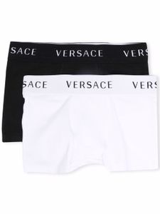 Versace Kids lot de deux slips à taille à logo - Blanc