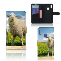 Huawei Y7 Pro | Y7 Prime (2019) Telefoonhoesje met Pasjes Schaap en Lammetje - thumbnail
