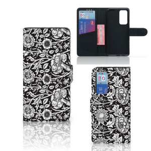 Huawei P40 Hoesje Black Flowers