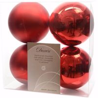 Ambiance Christmas kerstboom decoratie kerstballen rood 4 x