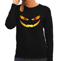 Monster gezicht halloween verkleed sweater zwart voor dames - thumbnail