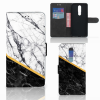 Nokia 3.1 Plus Bookcase Marmer Wit Zwart - Origineel Cadeau Man - thumbnail