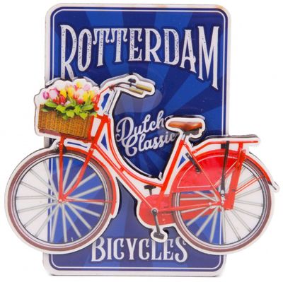 Matix magneet fiets Rotterdam 8,5 x 8,5 cm MDF rood/blauw Matix magneet fiets Rotterdam 8,5 x 8,5 cm MDF rood/blauw