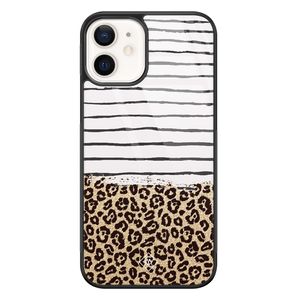 iPhone 12 glazen hardcase - Leopard lines