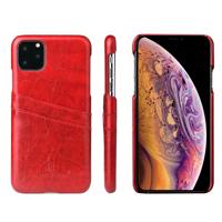 Fierre Shann retro olie Wax textuur PU lederen draagtas met kaartsleuven voor iPhone 11 (rood)