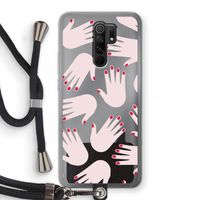 Hands pink: Xiaomi Redmi 9 Transparant Hoesje met koord