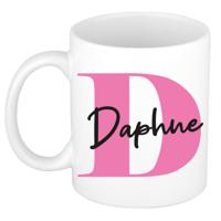 Naam mok Daphne - roze - wit - keramiek - 300 ml - verjaardag/cadeau beker