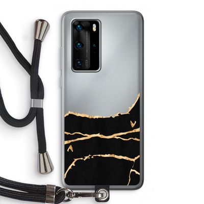 Gouden marmer: Huawei P40 Pro Transparant Hoesje met koord