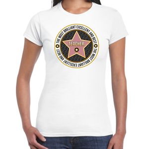 Cadeau t-shirt voor dames - teacher/lerares - wit - bedankje - verjaardag