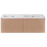 Frozen 3D Badmeubelset 120 cm - Greeplijst in Kleur - Peach - Keramische Wastafel Wit Zonder Kraangat