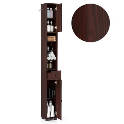 Hoge Slanke Badkamerkast met één Lade en Verstelbare Legplanken