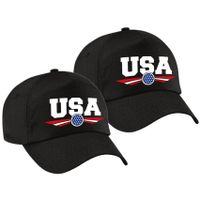 2x stuks amerika / USA landen pet / baseball cap zwart kinderen