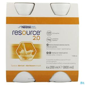 Resource 2.0 Abrikoos 4x200ml 12100545
