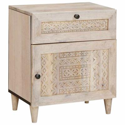 Nachtkastje met lade Beige 50 x 33 x 60 cm massief mangohout