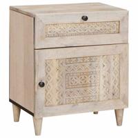 Nachtkastje met lade Beige 50 x 33 x 60 cm massief mangohout