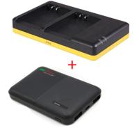 Powerpakket Deluxe: BLN-1 duo oplader + 5000mAh Powerbank voor 2 Olympus accu's BLN-1