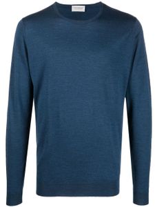 John Smedley pull en maille fine à bords nervurés - Bleu