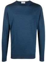 John Smedley pull en maille fine à bords nervurés - Bleu