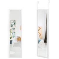 Passpiegel 120 x 33 cm Deurhaken voor Ophangen aan Deur of Muur Ideaal voor Slaapkamer Wit