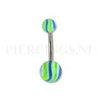 Navelpiercing gegolfd groen-blauw