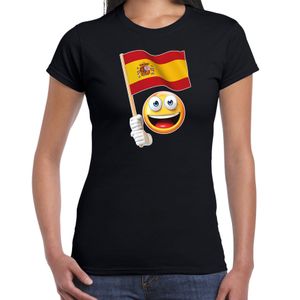 Spanje supporter / fan emoticon t-shirt zwart voor dames