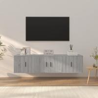 3-delige Tv-meubelset bewerkt hout grijs sonoma eikenkleurig