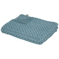 Sprei/deken/plaid - aqua blauw - polyester - 230 x 180 cm - geknoopt motief