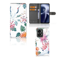 OnePlus Nord 2T Telefoonhoesje met Pasjes Bird Flowers