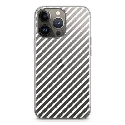 Strepen zwart-wit: iPhone 13 Pro Transparant Hoesje