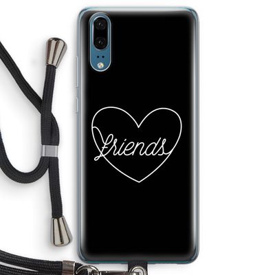 Friends heart black: Huawei P20 Transparant Hoesje met koord