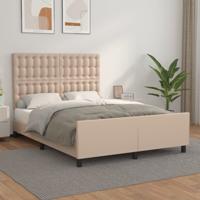 Bedframe met hoofdbord kunstleer cappucinnokleurig 140x190 cm