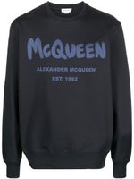 Alexander McQueen sweat à logo graffiti imprimé - Bleu