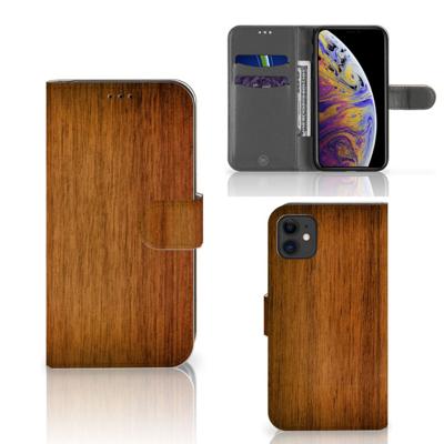 Apple iPhone 11 | Book Style Case | Donker Hout | Portemonnee hoesje Apple iPhone 11 | Book Style Case | Donker Hout | Portemonnee hoesje
