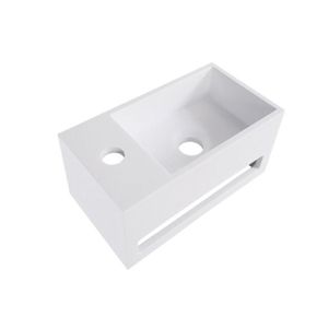 Fontein BWS Veroni met Handdoekhouder Solid Surface Mat Wit (kraangat links)