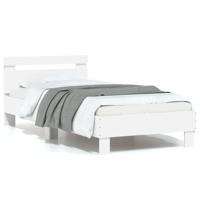 Bedframe met hoofdbord en LED-verlichting wit 75x190 cm