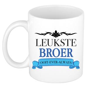 Verjaardag cadeau mok - blauw - leukste broer ooit - 300 ml - keramiek