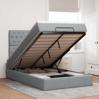 Ottoman bed met matras en LED's 120x200cm stof lichtgrijs
